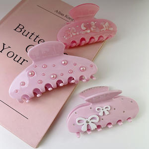 Pinza de Pelo con Lazo Rosa Decorativo de Perlas y Diamantes de Imitación Elegante Personalizada de Liwu, Estilo Dulce, Ecológica, Duradera, de Acetato de Celulosa - Product Image 5