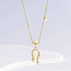 Collar de plata 925 con perlas para mujer, regalo, joyería de moda, lazo de la amistad, estilo retro, único, chapado en oro de 18k, precio de fábrica. - Product Image 2