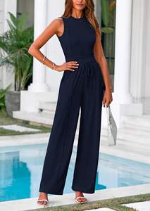 Fabricants de vêtements Hauts sans manches côtelés pour femmes et pantalons décontractés Ensemble 2 pièces décontracté personnalisé de haute qualité pour femmes - Product Image 2