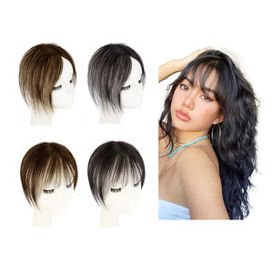 Shinein 360 Clip de couverture 3D sur la frange Wispy Faux Bangs Clip dans les extensions de cheveux Blonde Human Hair Topper pour un usage quotidien - Product Image 1