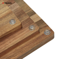Ensemble de 3 planches à découper en bois d'acacia durable, 2 cm d'épaisseur, à grain transversal, avec logo gravé sur mesure, pour charcuterie et support à viande avec récupération des jus