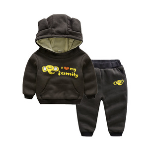 Ensemble de vêtements d'hiver pour garçons, sweat à capuche avec oreilles et pantalon chaud - Product Image 2