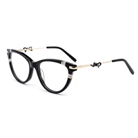 Monturas ópticas hechas a mano de lujo Retro ojo de gato acetato y anteojos de Metal diseño de arco moderno para mujer