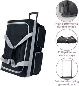 กระเป๋าเดินทางแบบพับได้พร้อมล้อและราวแขวนเสื้อผ้า  ตัวอย่างสินค้าฟรี - Product Image 4