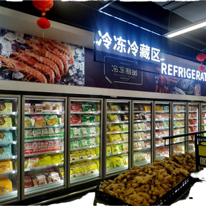 Siêu thị hiển thị <span class=keywords><strong>Showcase</strong></span> dọc Tủ Đông LED ánh sáng làm mát không khí duy nhất-nhiệt độ cửa kính cho đông lạnh đôi-nhiệt độ - Product Image 3
