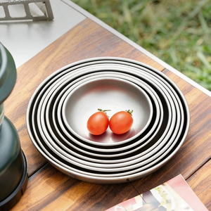 Assiette ronde en titane pur de qualité supérieure, 300 ml, sablée, ultralégère, portable pour le camping, l'escalade, le barbecue, la randonnée, les pique-niques - Product Image 6
