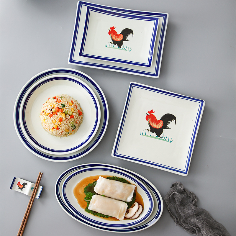 Retro Rooster Ceramic Plates - Perfect for All Occasions