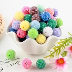 20mm Mix DIY Rhinestone Beads Disco Chunky Gumball Beads Kids Acrylic Shiny Bubblegum Beads For Pen Necklace Jewelry Making