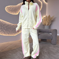 Ensemble de survêtement personnalisé pour femme, coupe oversize, en molleton de coton, avec blocs de couleur et patchwork, comprenant une veste zippée à col montant et un pantalon de survêtement ample