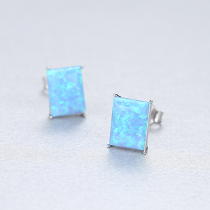 CZCITY Rectangle Fire Blue <strong>Opal</strong> <strong>Stud</strong> <strong>Earrings</strong> for Women <strong>Opal</strong> Jewelry Wholesale <strong>Stud</strong> <strong>Earrings</strong> - Product Image 6