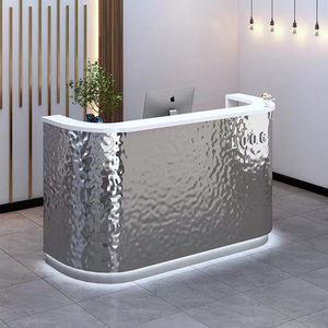 Muebles de Salón Modernos y Sencillos de Acero Inoxidable, Personalizables, Estilo Lujoso, Mostrador Pequeño para Salón de Belleza, Recepción - Product Image 3