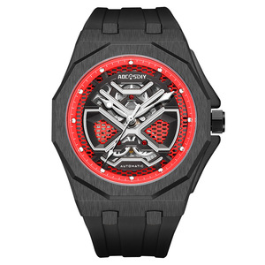 Reloj para hombre Diseño de esqueleto de moda Reloj de pulsera deportivo con correa de silicona resistente al agua y luminoso - Product Image 1