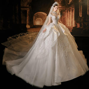 For Jancember LSMX018 Women's Luxury Ball Gown <b>Wedding</b> <b>Dress</b> Empire Sequent Beaded Backless <b>Long</b> Lace Crystal for Bridal Events - Product Image 3