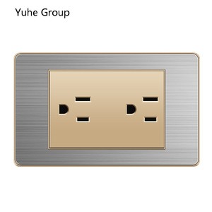 Interrupteur à panneau tactile standard américain en aluminium brossé avec une intensité maximale de 10A/20A pour une utilisation murale avec ordinateur - Product Image 2