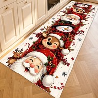 Wholesale Custom Christmas Kitchen Mat Runner, Non-Slip Washable Xmas Santa Rug, Holiday Floor Pad for Home Decor.