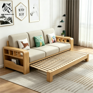 chinese factory low price customization large stock ready to ship <b>folding</b> <b>sofa</b> new design living room furniture wood fabric <b>sofa</b> - Product Image 1