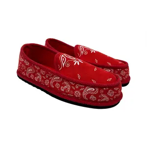 Custom Men's Comfy Fashionable Bandanna Paisley Slip-on Slippers Memory Foam Indoor Outdoor Microfiber Slippers Loafer Shoes