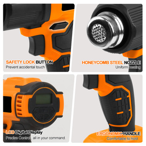 ปืนเป่าลมร้อนกำลังสูง 1800 วัตต์ พร้อมระบบควบคุมอุณหภูมิแบบปรับได้ 50-550 องศา ℃   ชุดปืนลมร้อนกำลังสูงสำหรับลอกสีและหดท่อหุ้มสายไฟ - Product Image 3