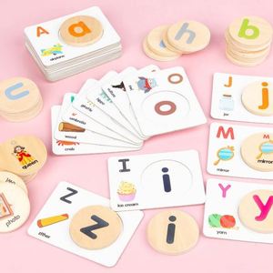 Montessori Inspired Wooden Matching <b>Memory</b> Game Cognitive Verbal Skills Development Learning Flash Cards - Product Image 1