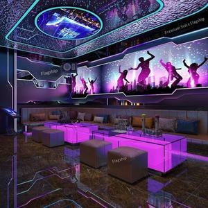 طاولة بار زجاجية مستطيلة مضيئة بأسلوب أوروبي فاخر للاستخدام في غرف الكاريوكي وقاعات الأفراح والنوادي، قابلة للتخصيص حسب الحجم - Product Image 2