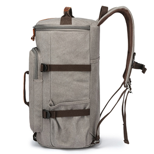 Mochila para ordenador portátil de lona Vintage al por mayor, mochila de lona cilíndrica convertible de 3 vías, mochila de viaje de gran capacidad Unisex - Product Image 4