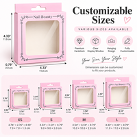 Boîte en papier pliable personnalisée pour nail art avec trous de suspension et fenêtres transparentes, boîte d'emballage en papier pour faux cils
