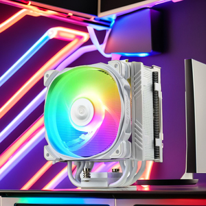 مبرد وحدة المعالجة المركزية زيرو ماستر الجديد بتصميم RGB للألعاب، مروحة تبريد نحاسية 120 مم مع 5 أنابيب حرارية لمعالجات إنتل LGA وإيه إم دي - Product Image 1