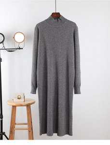 2025 inverno coreano maglione lungo Pullover lavorato a <span class=keywords><strong>maglia</strong></span> <span class=keywords><strong>vestito</strong></span> largo Casual ampio a collo alto lungo lungo abiti da donna - Product Image 2