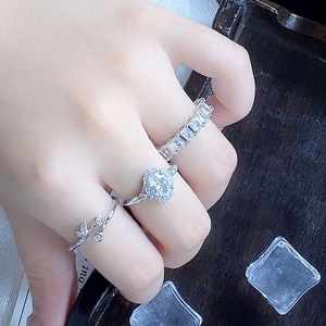 Luxe Élégant Floral Bambou Argent Plaqué Laiton avec CZ Egg Cut Anneau Ouvert Réglable pour les Femmes - Product Image 2