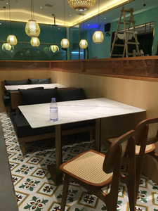 Table et chaise de restaurant, canapé de banquette pour café, cafétéria, restaurant de nouilles, table en marbre pour salon de thé boba - Product Image 2