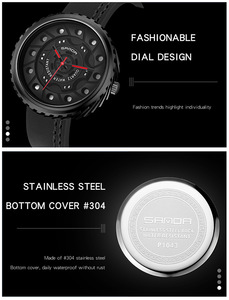 फैशन खोखले पहिया डिजाइन चमड़े का पट्टा जापान आंदोलन 3 एटीएम निविड़ अंधकार क्वार्ट्ज घड़ी के लिए पुरुषों - Product Image 5