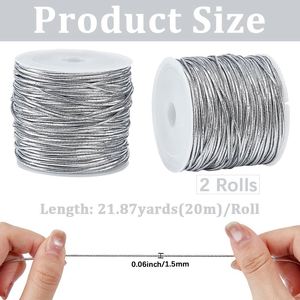 Cordón Elástico Metálico de 1.5mm para Envolver Regalos de Navidad, Etiquetas Colgantes, Manualidades con Cuentas, Decoración, Cuerda de Oropel - Product Image 2