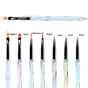 Ensemble de pinceaux de nail art en gel avec manche acrylique dégradé, pinceaux de peinture en nylon personnalisables avec logo - Product Image 5