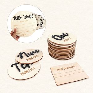 Cartes d'annonce de naissance pour nouveau-né, cartes de développement mensuel du bébé en bois, disques - Product Image 4