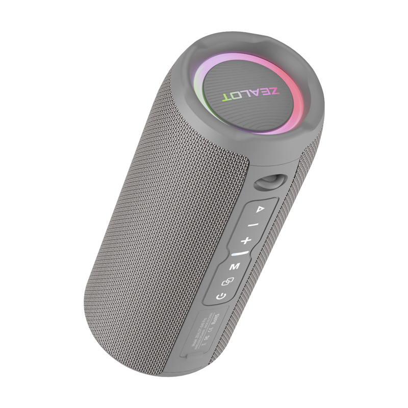 ZEALOT ワイヤレススピーカー グレー ZEALOT S49 Pro - Portable Waterproof Speakers with RGB Light