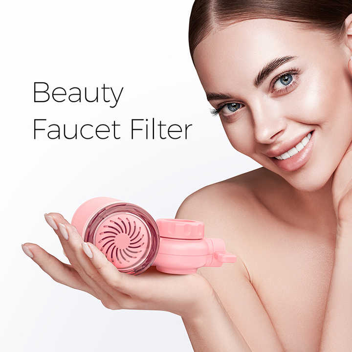 Factory Pink Beauty Faucet Purifier VC Layer Relieve Acne Skincare Water Faucet Filter Portable Tap Water Filter for Bathroom
