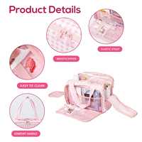 Trousse de Maquillage KONCAI OEM à Carreaux, Grande Trousse de Toilette de Voyage, Organisateur à Double Ouverture Latérale, Pochettes en Maille, Porte-Pinceaux, Étui de Maquillage