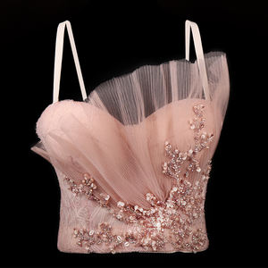 Elegante Corsé de Encaje Floral con Bordado y Cuentas para Novias, Corsé Hecho a Mano para Eventos y Banquetes - Product Image 1