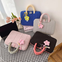 Sac à main pour ordinateur portable de grande capacité 14 pouces, rembourré, mignon, décontracté, sac de transport pour ordinateur portable, léger, portable, pour femmes