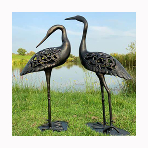 Escultura de Aves, Estatua de Garza de Bronce Negro Antiguo, Precios de Esculturas Decorativas de <span class=keywords><strong>Metal</strong></span> Grande - Product Image 2