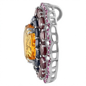 Colgante de Piedras Multicolores y Citrino en Plata de Ley 925 con Baño de Rodio - Product Image 3