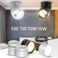 Downlight LED COB de Superficie Sin Marco, Simple, de 5W, 10W, 15W, con Diseño Ajustable