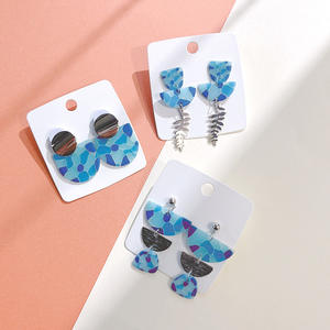 Rétro Géométrique Bar Drop Dangle Boucles D'oreilles Léopard <span class=keywords><strong>Couches</strong></span> pour Femmes Filles Rêve Ciel Polymère Argile Léger Déclaration Bijoux - Product Image 5