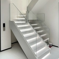 Escalier flottant droit Anewson pour greniers, avec cadre métallique moderne et gain de place, idéal pour les intérieurs.
