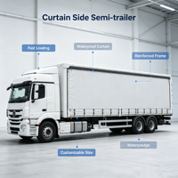 Semi-remorque à rideaux latéraux entièrement ouvrables sur 3 essieux, 40 pieds, haute capacité de charge, pour le transport de marchandises palettisées et la logistique des boissons