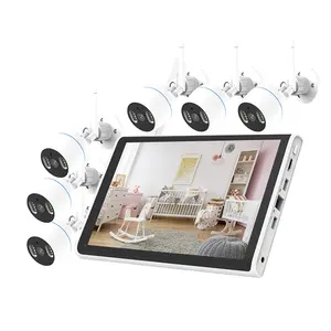Innotronik Wifi Cámara 4CH Kits inalámbricos Conjunto de seguridad para el hogar Sistemas CCTV con monitor de pantalla LCD