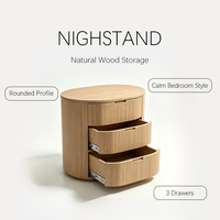 Mesita de Noche Moderna de Madera de Roble Curvada con 3 Cajones, Mueble de Dormitorio, Fabricante OEM ODM