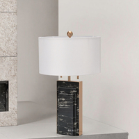 Lampe de table moderne minimaliste en marbre, luxe léger, personnalisée, créative, en tissu, style américain, pour salon, villa, hôtel