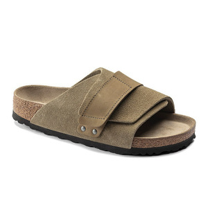 Pantoufles d'intérieur en faux daim de couleur unie avec boucle, bout ouvert, semelle extérieure en caoutchouc antidérapante, tongs confortables d'été - Product Image 1