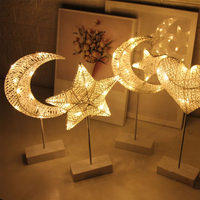 Islamisme Musulman Métal Table Lune Étoile Led Eid Nuit Table Lumières Ramadan Décor Chapiteau Signe